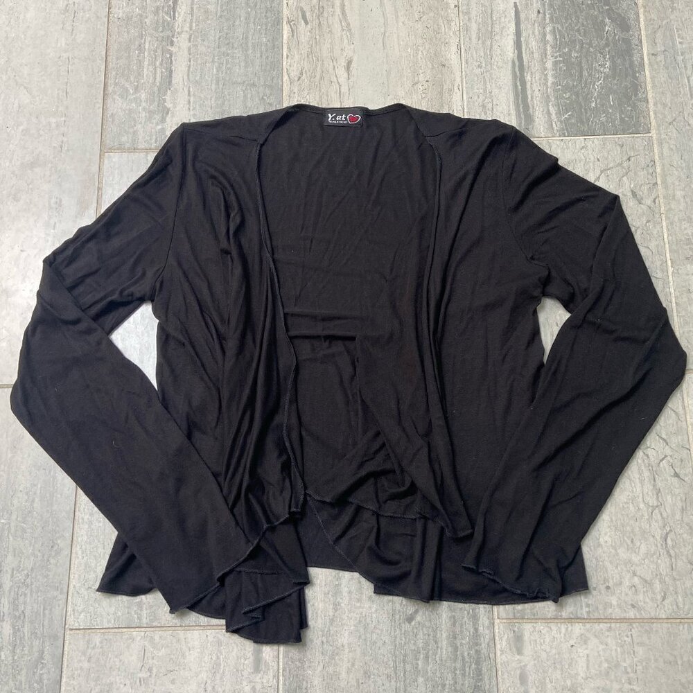 Young at Heart Lightweight Open Waterfall Front Cardigan Black Size Small